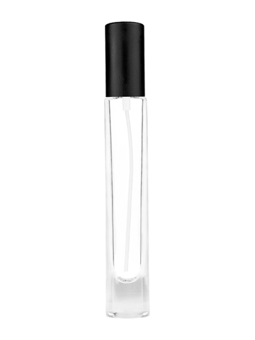 Tall cylinder design 9ml, 1/3oz Clear glass bottle with matte black spray.