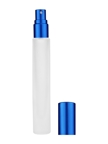 Tall cylinder design 9ml, 1/3oz frosted glass bottle with matte blue spray.