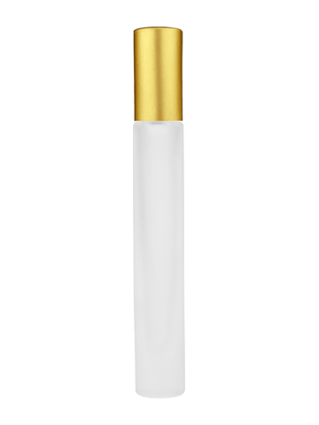 Tall cylinder design 9ml, 1/3oz frosted glass bottle with matte gold spray.