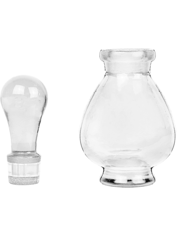 Clear glass teardrop shaped bottle with glass stopper. Capacity : 9ml (1/3oz)