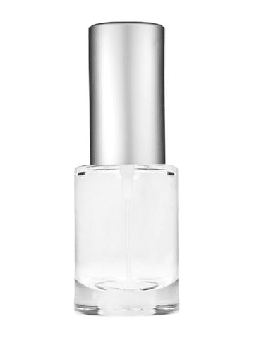 Tulip design 6ml, 1/5oz Clear glass bottle with matte silver spray.