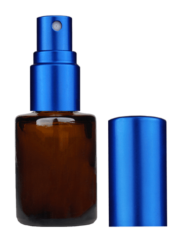 Tulip design 5ml, 1/6 oz Amber glass bottle with matte blue spray.