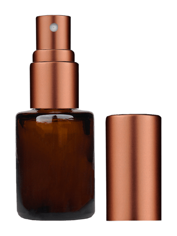 Tulip design 5ml, 1/6 oz Amber glass bottle with matte copper spray.