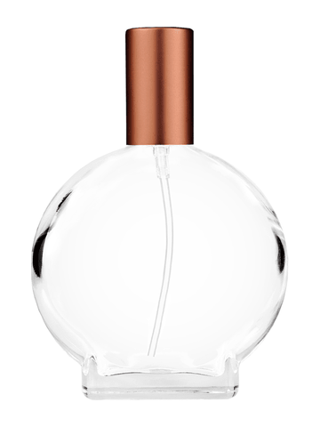 Circle design 100 ml, 3 1/2oz  clear glass bottle  with matte copper lotion pump.