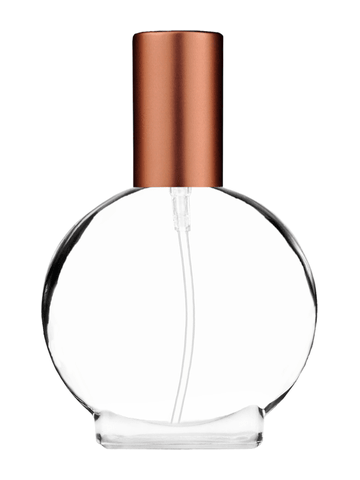 Circle design 50 ml, 1.7oz  clear glass bottle  with matte copper lotion pump.