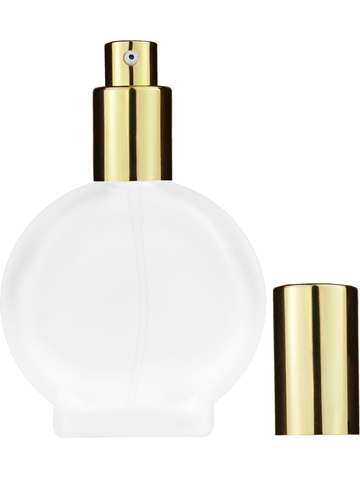 Circle design 50 ml, 1.7oz  frosted glass bottle with  shiny gold lotion pump.