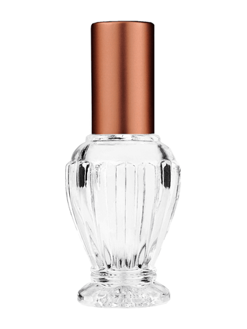 Diva design 30 ml, 1oz  clear glass bottle  with matte copper lotion pump.