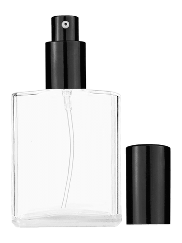 Elegant design 60 ml, 2oz  clear glass bottle  with shiny black lotion pump.