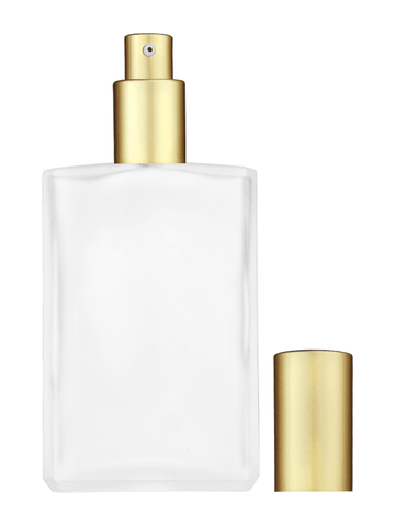 Elegant design 100 ml, 3 1/2oz frosted glass bottle with matte gold lotion pump.