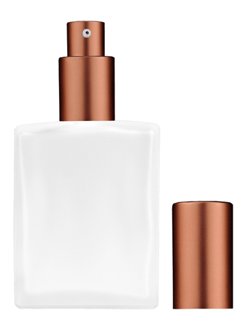 Elegant design 60 ml, 2oz frosted glass bottle with matte copper lotion pump.