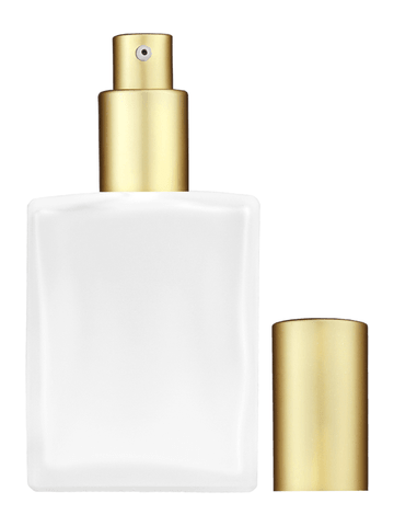 Elegant design 60 ml, 2oz frosted glass bottle with matte gold lotion pump.