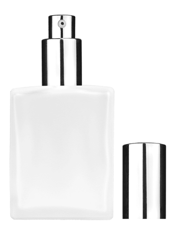 Elegant design 60 ml, 2oz frosted glass bottle with shiny silver lotion pump.