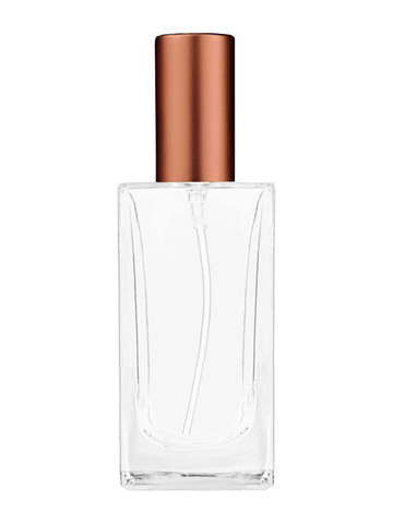 Empire design 100 ml, 3 1/2oz  clear glass bottle  with matte copper lotion pump.