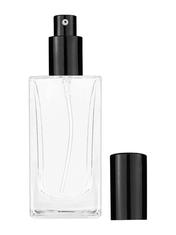 Empire design 100 ml, 3 1/2oz  clear glass bottle  with shiny black lotion pump.