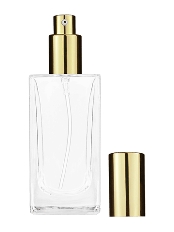 Empire design 100 ml, 3 1/2oz  clear glass bottle  with shiny gold lotion pump.