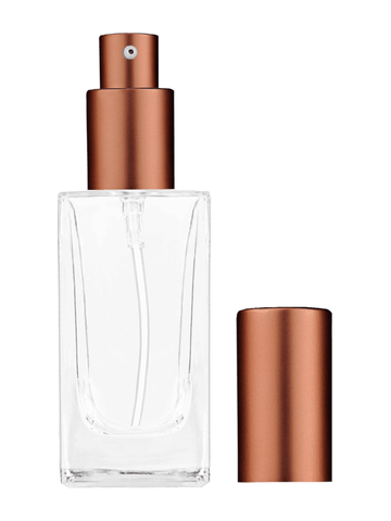 Empire design 50 ml, 1.7oz  clear glass bottle  with matte copper lotion pump.