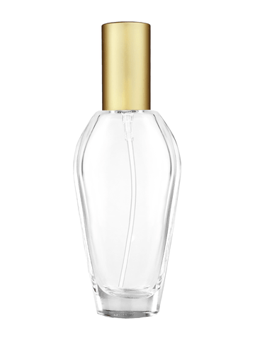 Grace design 55 ml, 1.85oz  clear glass bottle  with matte gold lotion pump.