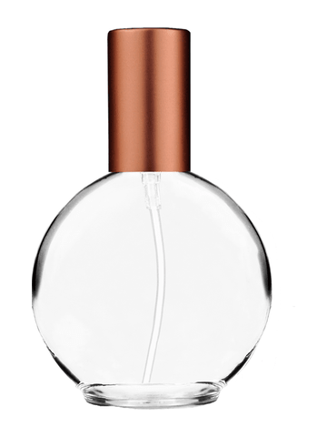 Round design 128 ml, 4.33oz  clear glass bottle  with matte copper lotion pump.