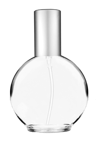 Round design 128 ml, 4.33oz  clear glass bottle  with matte silver lotion pump.