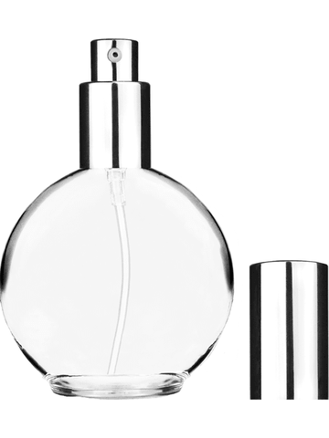 Round design 128 ml, 4.33oz  clear glass bottle  with shiny silver lotion pump.