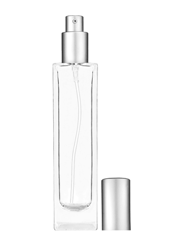 Sleek design 100 ml, 3 1/2oz  clear glass bottle  with matte silver lotion pump.