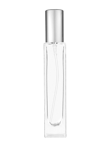 Sleek design 50 ml, 1.7oz  clear glass bottle  with matte silver lotion pump.