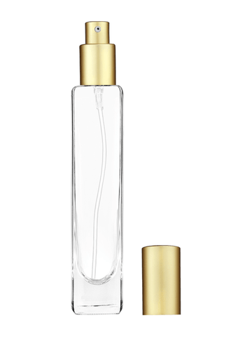 Slim design 100 ml, 3 1/2oz  clear glass bottle  with matte gold lotion pump.