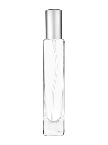 Slim design 100 ml, 3 1/2oz  clear glass bottle  with matte silver lotion pump.