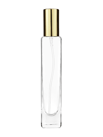 Slim design 100 ml, 3 1/2oz  clear glass bottle  with shiny gold lotion pump.