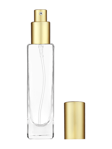 Slim design 50 ml, 1.7oz  clear glass bottle  with matte gold lotion pump.