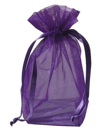 Purple Organza / sheer gusseted gift bag. Size : 4 inches x 6 inches